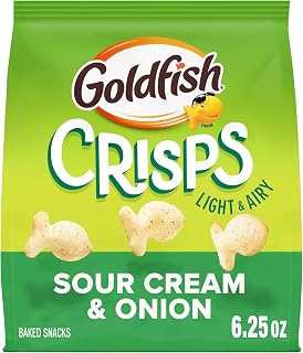Goldfish Crisps Sour Cream & Onion Baked Chip Crackers - Light Airy Potato Snacks, 6.25oz Bag