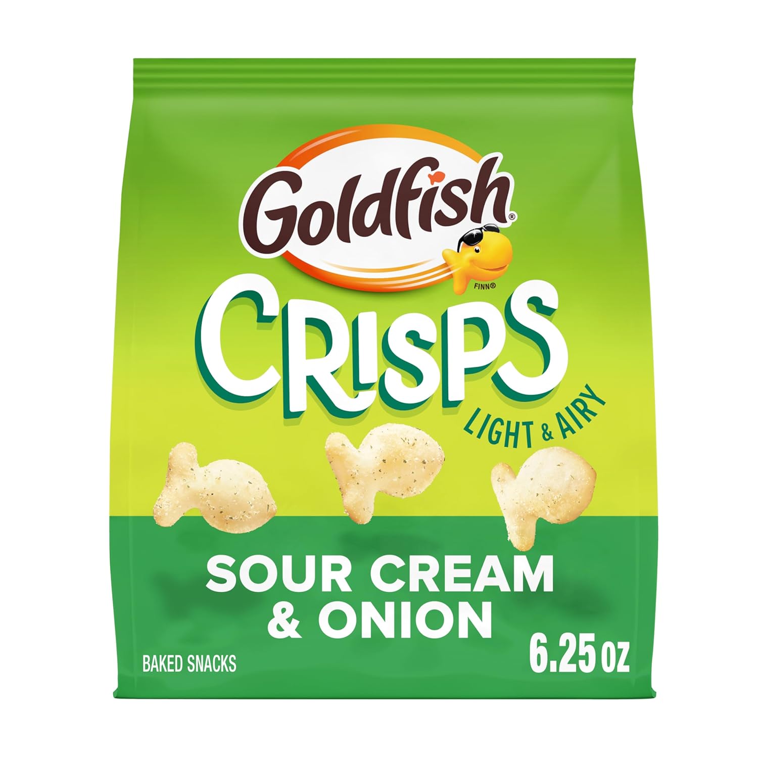 Goldfish Crisps Sour Cream & Onion Baked Chip Crackers - Light Airy Potato Snacks, 6.25oz Bag