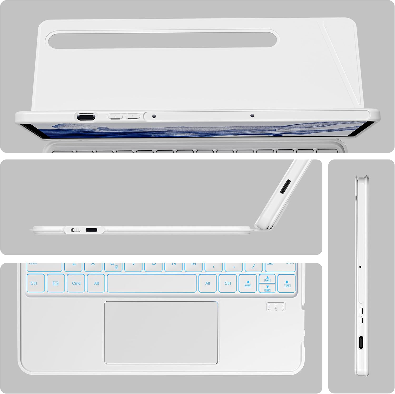 nimin Detachable Keyboard Cases for 12.4-inch Samsung Galaxy Tab S7+/S8+/S7FE,Built-in S Pen Holder and Trackpad,7-Color Backlit, Auto Sleep/Wake,Snow White