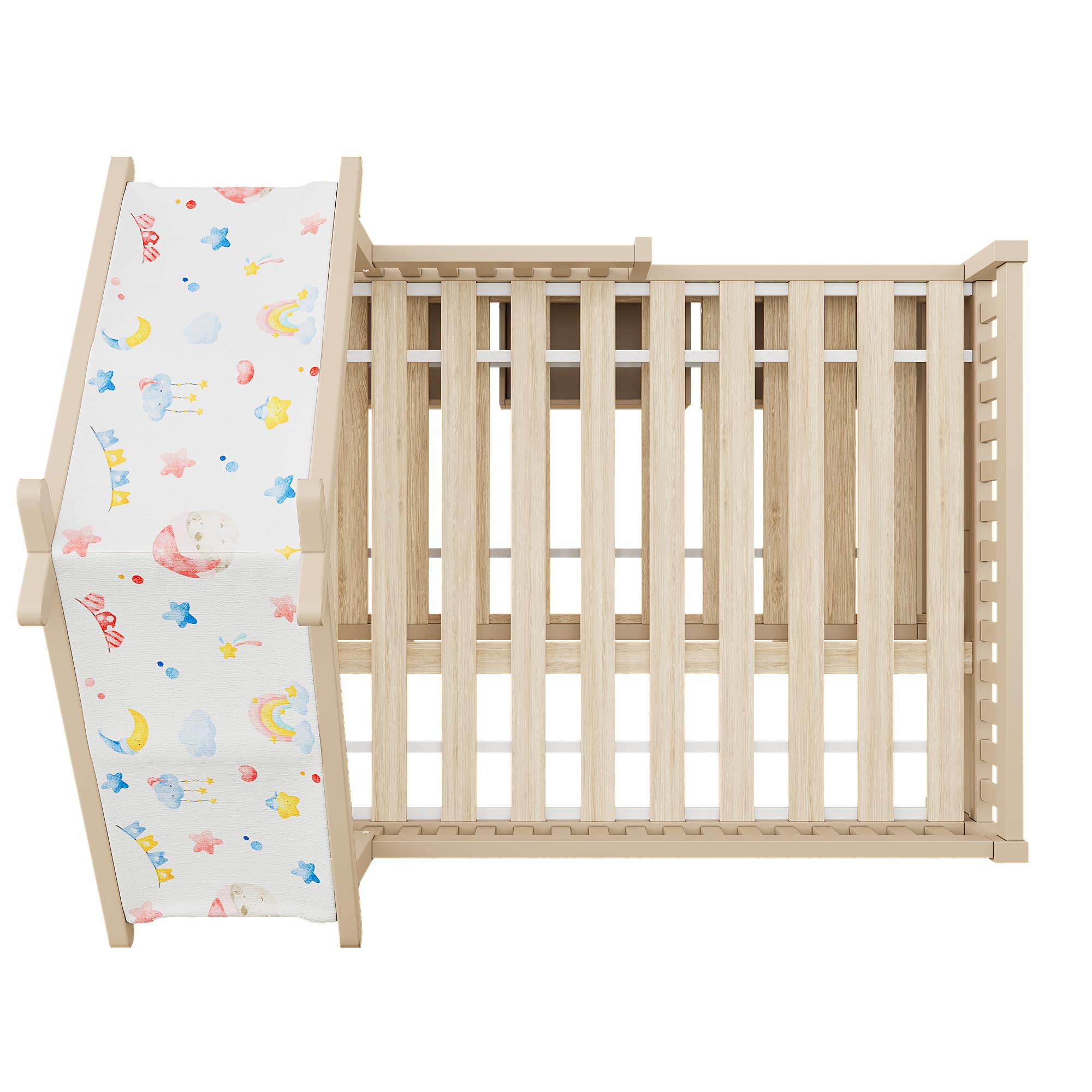 Sapgaks Lit Enfant en Bois 140 x 200 avec lit gigogne 90x190,3 tiroirs et barrières de sécurité,lit cabane Enfants,Cadre de lit 140 x 200 avec sommier à Lattes (C-Jaune Clair 140x200)