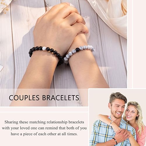 Miniatura 2 de UNGENT THEM Juego de pulseras ajustables a juego para parejas, regalos para novio, novia, pareja, marido, esposa, prometido, alma gemela, hombres y