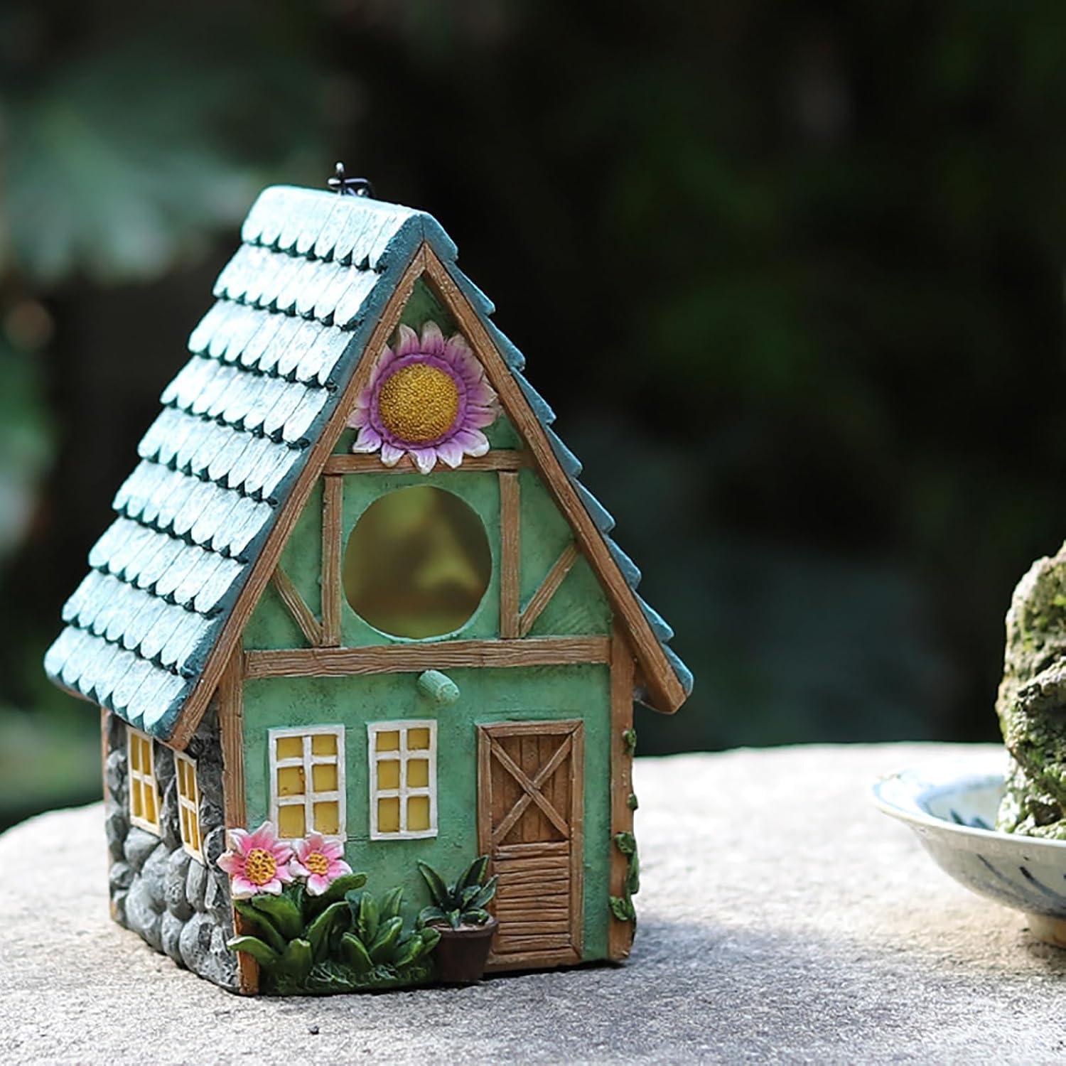 WUWEOT Garden Bird House for Outdoors, Clearance Hanging Bird Nest, Colorful Decorative Cute Resin Birdhouses for Outside Indoors Garden Backyard Decor, Gift for Bird Lovers