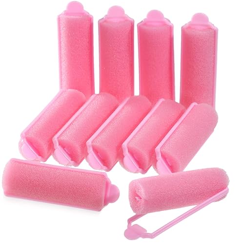 Zhehao 36 rodillos de esponja para el cabello, pequeños rodillos de espuma rosa sin calor para cabello corto y largo, rizador de peluquería flexible