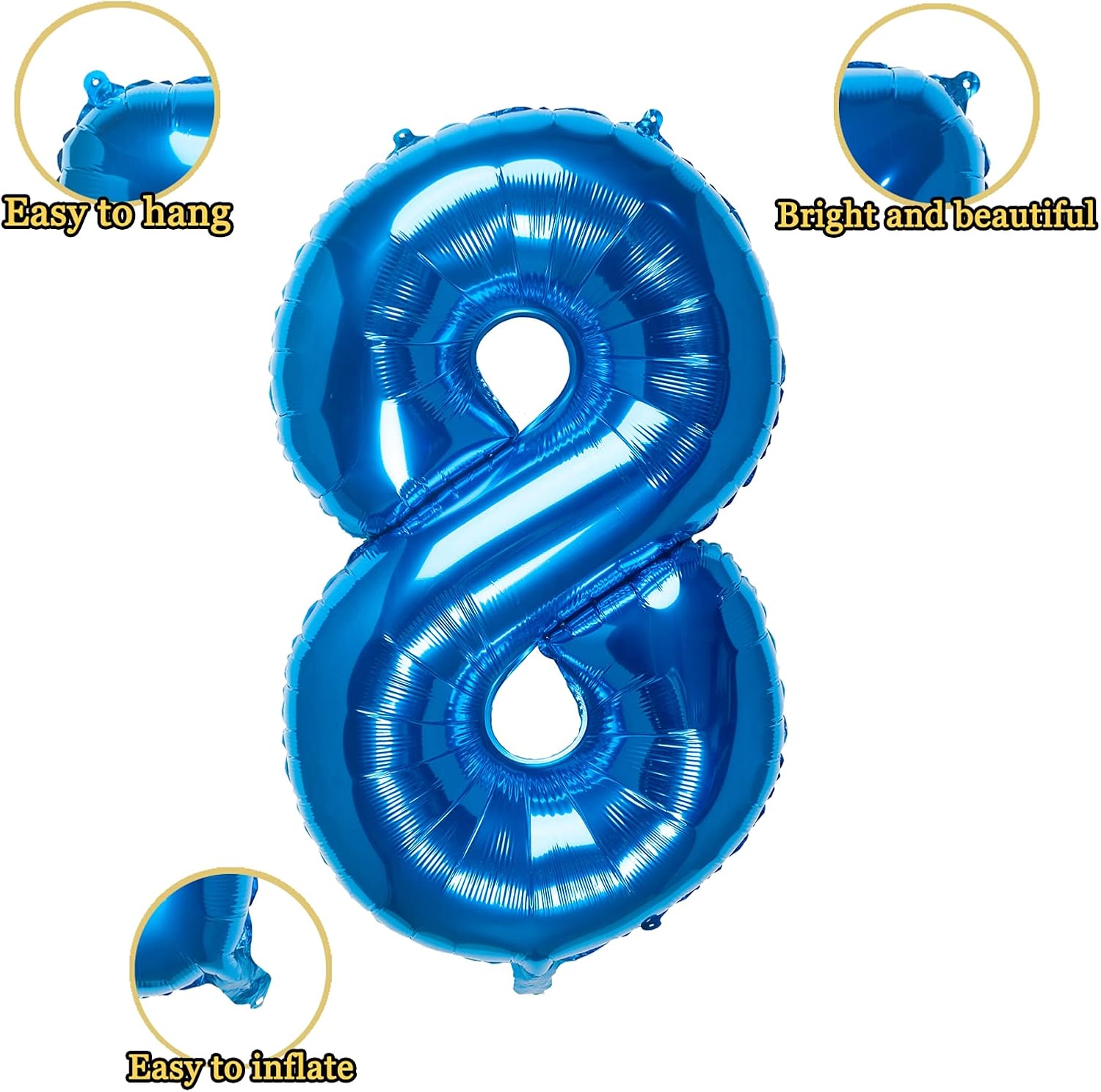32 Inch Blue Number 8 Balloons Foil Ballon Digital Birthday Party Decoration Supplies (Blue Number 8 Balloon) - Image 2