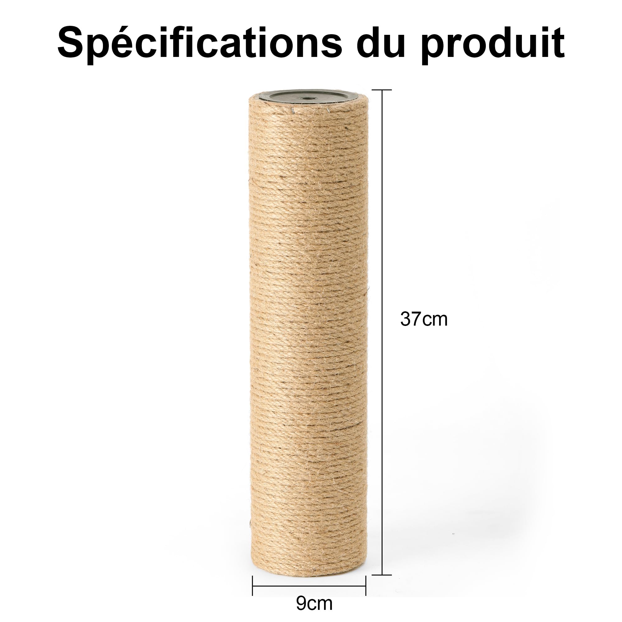 FUKUMARU Lot de 2 recharges pour Arbre à Chat de Rechange en Corde de Jute Naturelle avec vis M8, 8,9 x 32,6 cm