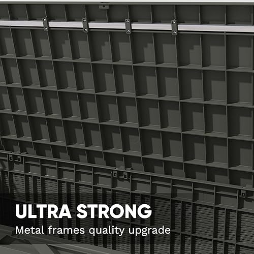 Miniatura 8 de Patiowell Caja de cubierta de resina de 100 galones, caja de almacenamiento grande impermeable para exteriores con candado para muebles de patio,