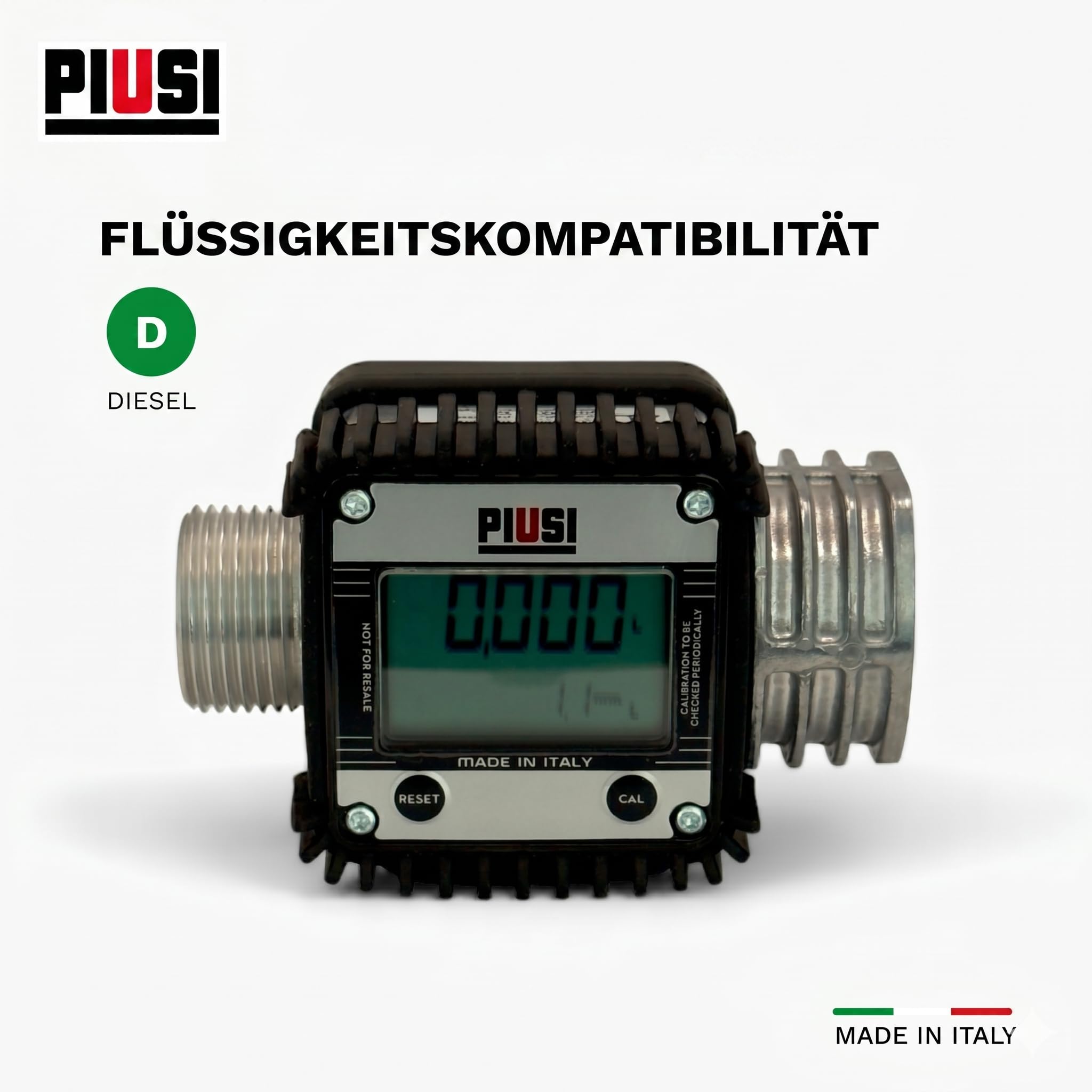 PIUSI Digitaler Turbinenzähler für Diesel 120 l/min 20 bar M 1" BSP F 1" BSP K24