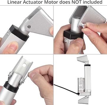 Justech 2PCS Linear Actuator Brackets, Heavy Duty Galvanized Cold-Rolled Steel Mounting Brackets for 12V Linear Actuators-Silver, Easy to Use Indoors and Outdoors
