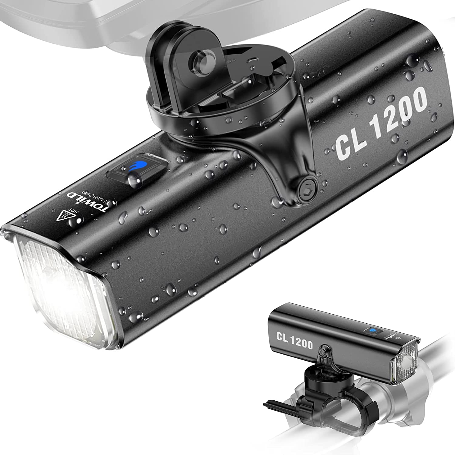 TOWILD Bike Lights for Night Riding,Compatible with Garmin/Gopro Mount,1200 Lumen Bike Headlight,Bike Light Rechargeable Waterproof,Front Bike Light for Mountain Road Commuter Bikes