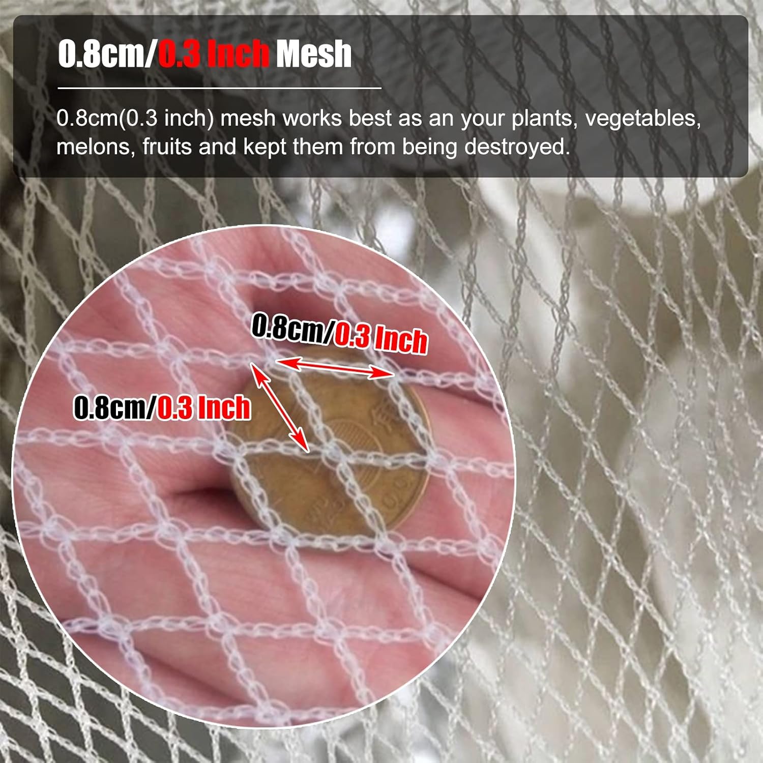 Large Fruit Tree Bird Netting, Heavy Duty White Garden Fence for Summer, Reusable Construction Barrier Netting for Outdoor Backyard (Color : Wxh, Size : 4x6m/13x19.7ft)