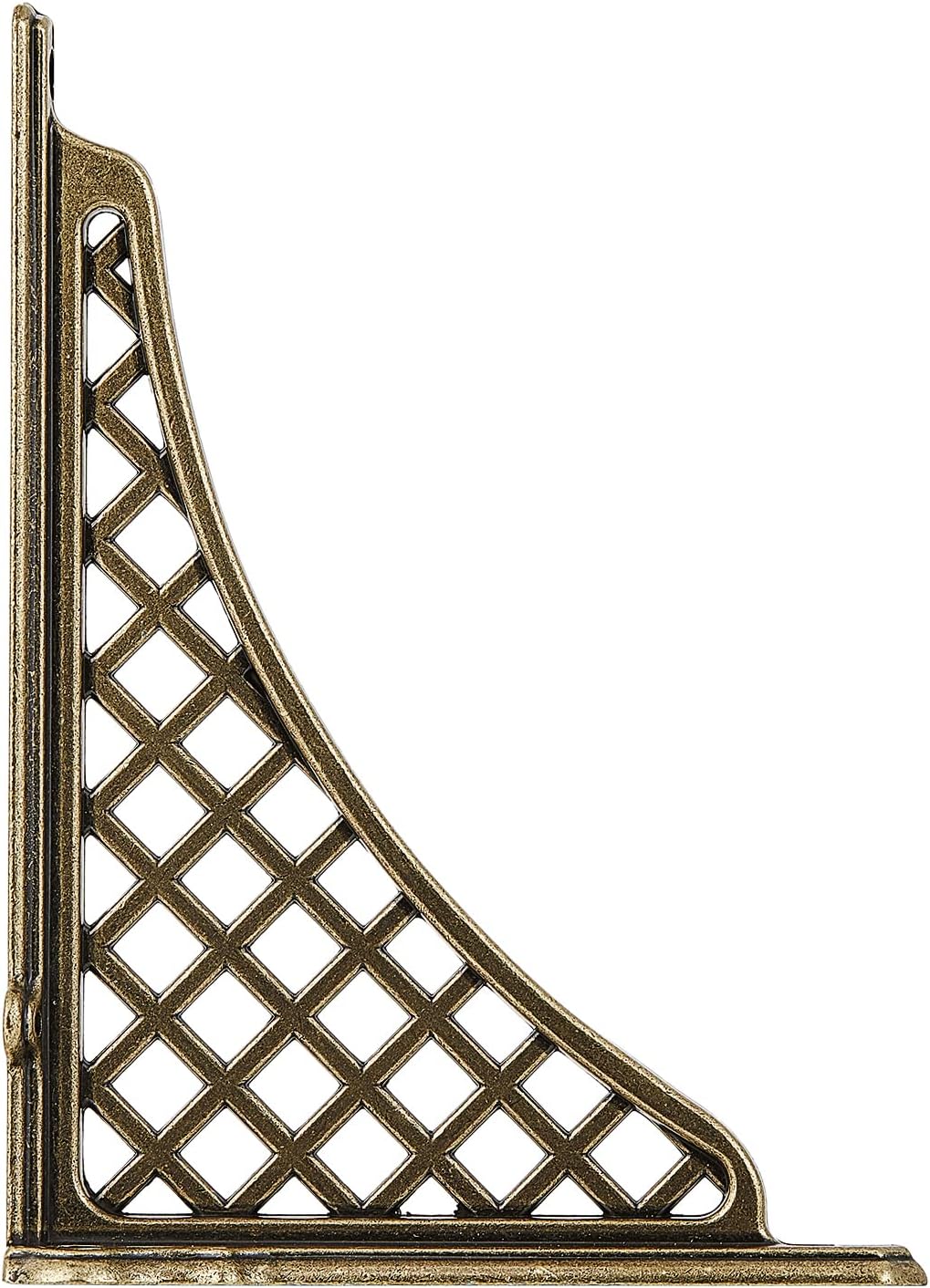 2 Pack Heavy Duty Cast Iron Victorian Shelf Bracket, 7.8 Inches Antique Brass Baroque L-Shaped Shelf Brackets, DIY Projects, Hardware Included