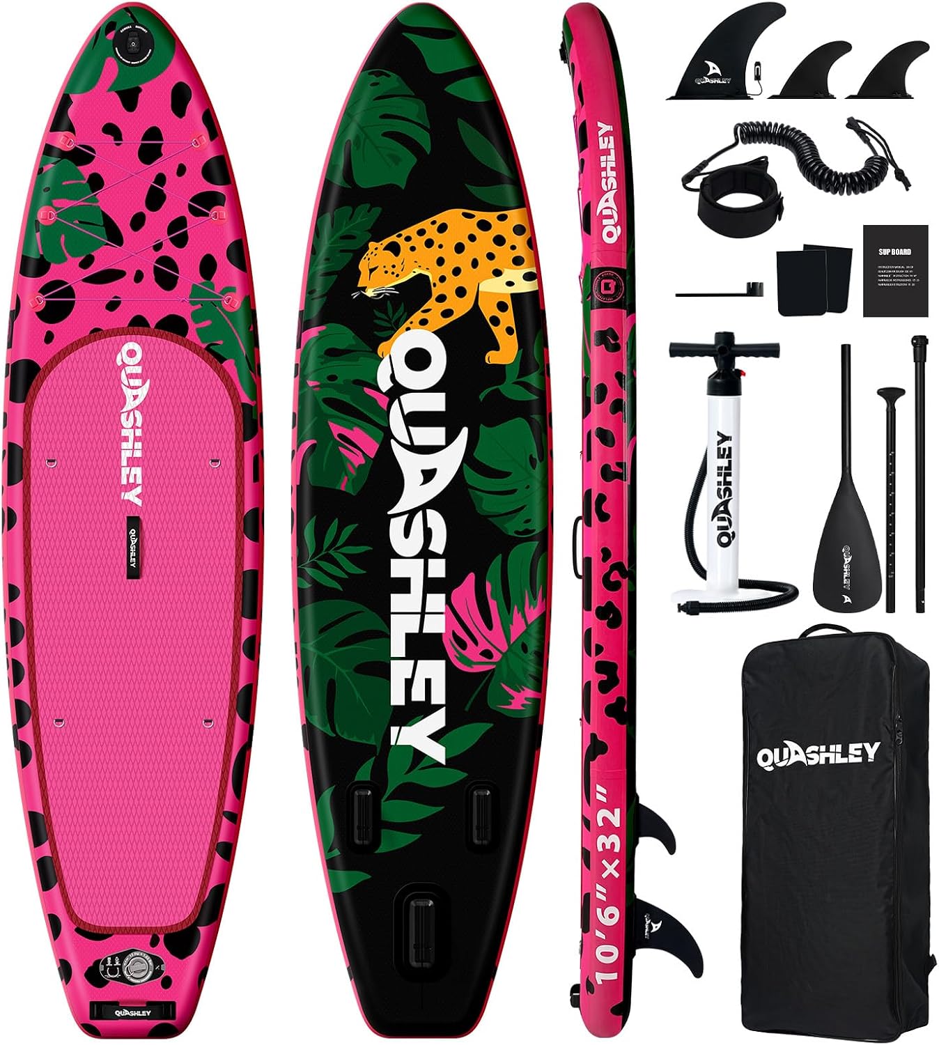 Quashley Wide Inflatable Stand Up Paddleboards for Adults - Durable All-Round iSUP for Yoga,Fishing,Surfing,Travel,Fitness & Beginners,Portable Paddle Boards