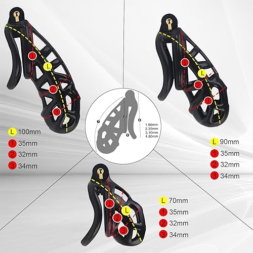 Miniatura 5 de Sex Toys - Jaula de castidad masculina con cinturón elástico y bloqueo invisible, 4 anillos, diseño ligero y cómodo para uso a largo plazo,