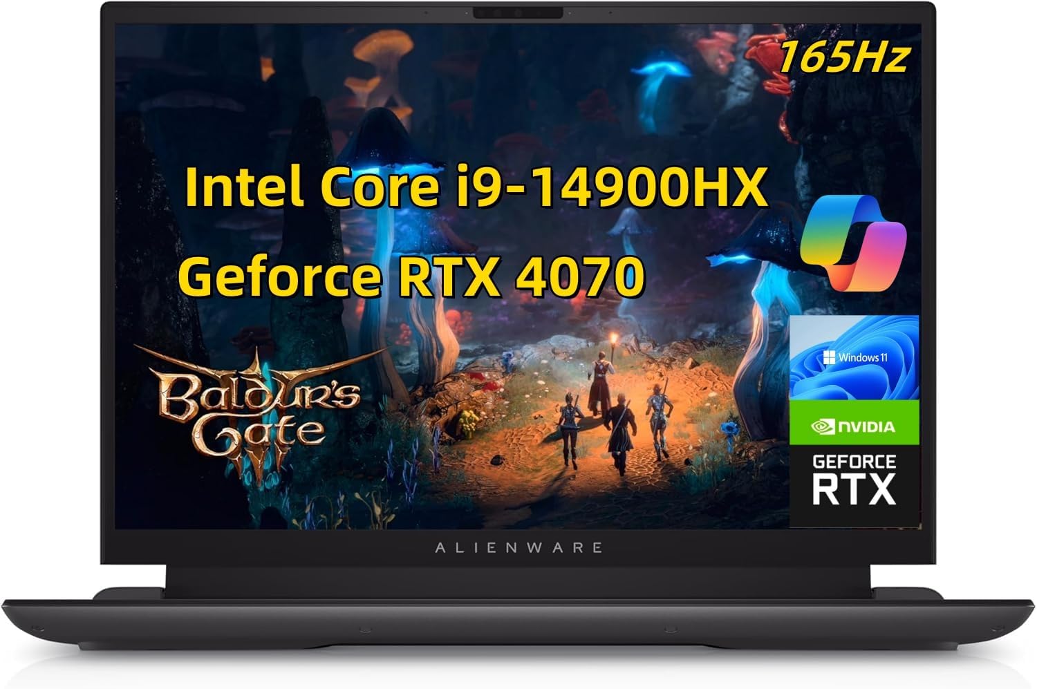 NewDell Alien.Ware M18 R2 Gaming Laptop (18 inch QHD+165Hz 3ms, Intel i9-14900HX 32GB RAM 1TB SSD, Geforce RTX 4070 8GB GDDR6) Backlit KYB Thunderbolt 4 Wifi7 Win 11 Home-Dark Metallic Moon