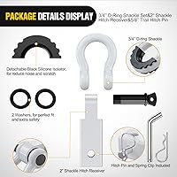 Vista 4 de Nilight Shackle Hitch Receiver 2Inch 45000 LBs Breaking Strength 3/4" D Ring Pin Heavy Duty Solid Recovery Towing Kit for Trucks Jeeps Off-Road White