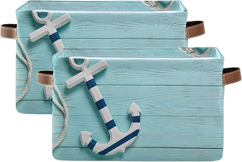 Miniatura 25 de AUUXVA Cesta de almacenamiento de estrellas de mar tropical, playa, conchas marinas, caja de almacenamiento de lona duradera plegable para juguetes