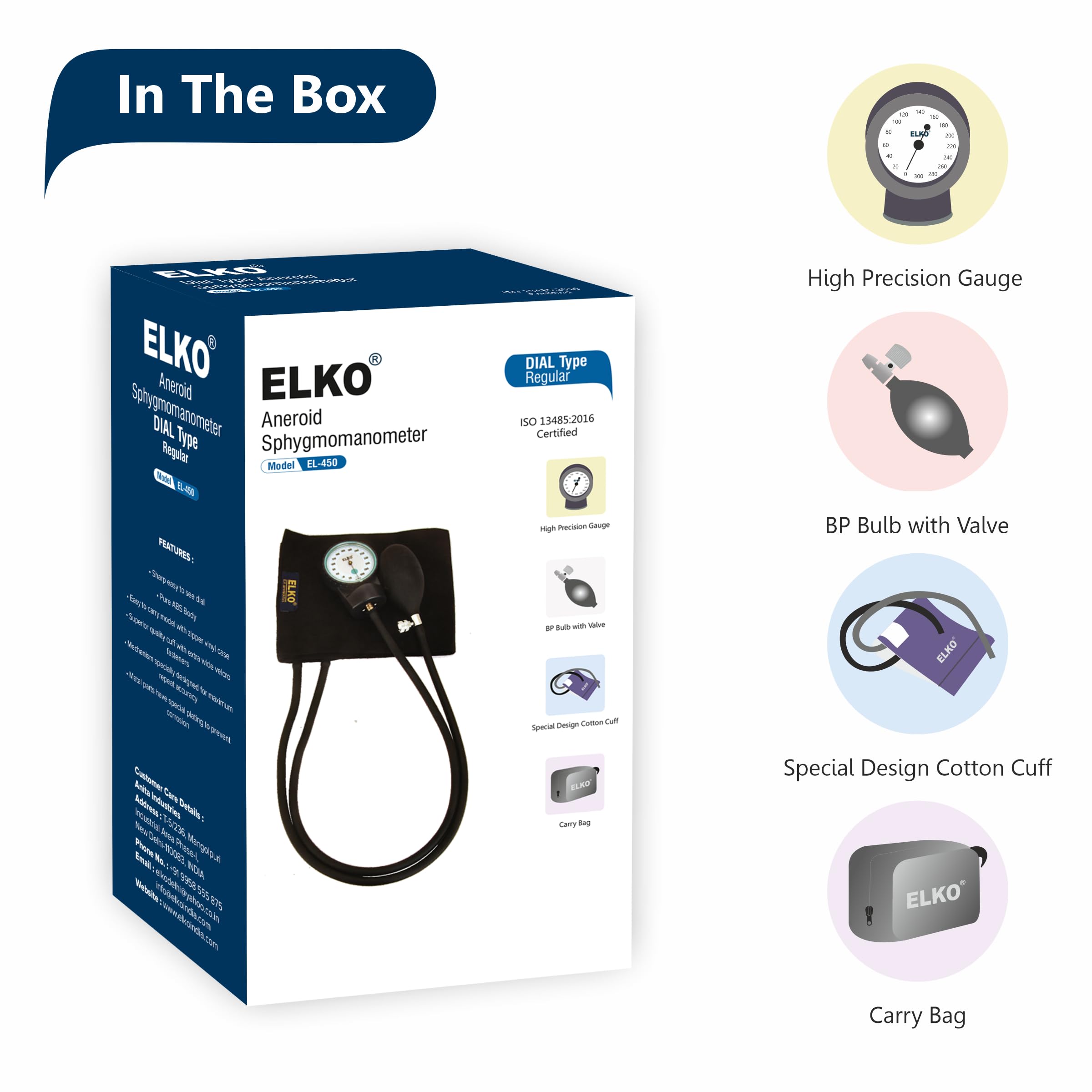 ELKO EL-450 Dial Type Aneroid Sphygmomanometer/Blood Pressure Apparatus (Regular) - Image 6 thumbnail