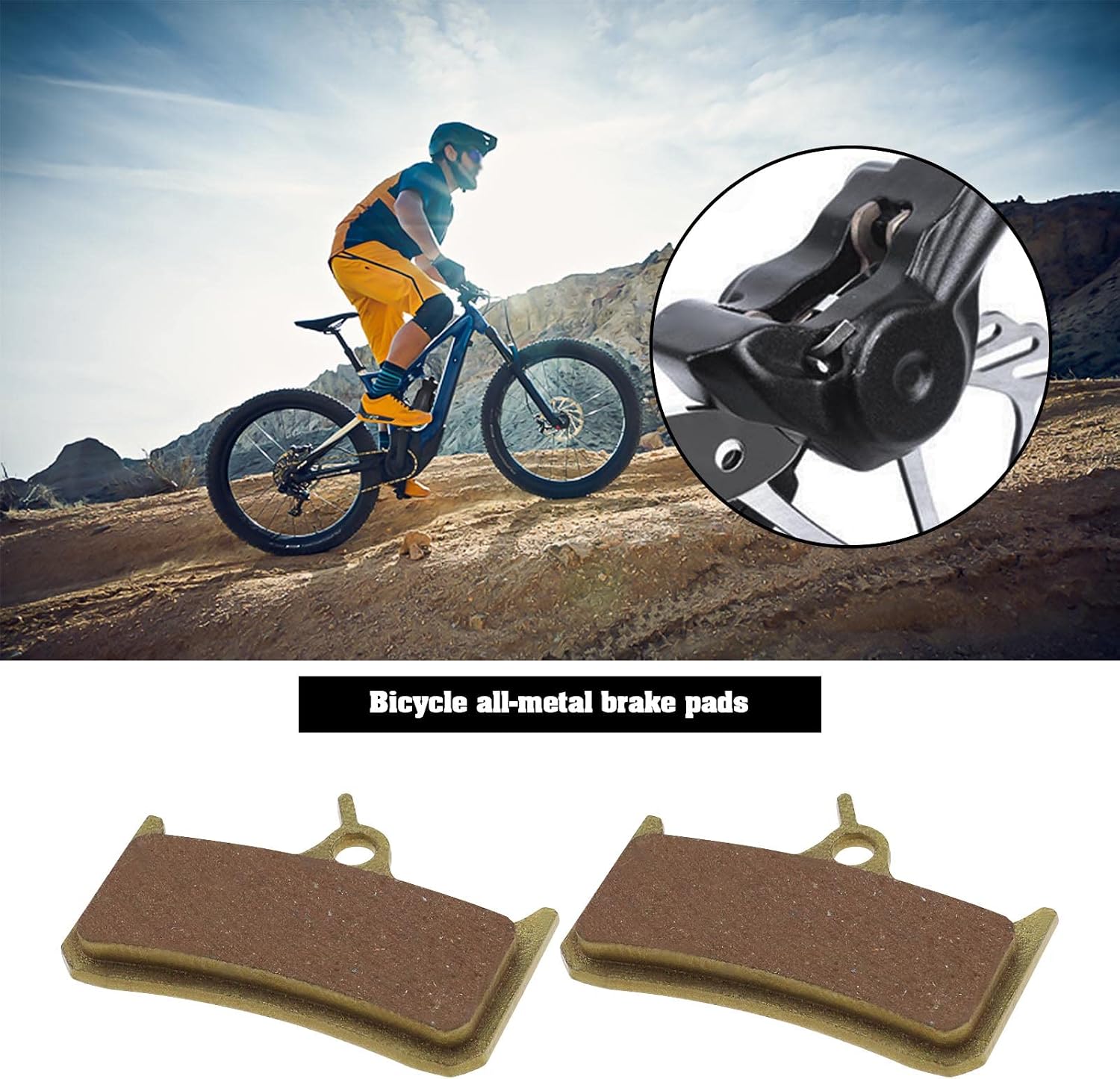 2 Pair Bike Brake Pads Replacement Compatible with Hope Tech Mono M4 Trail Disc Brakes Sintered Metal Brake Pads Bike Accessories Gold