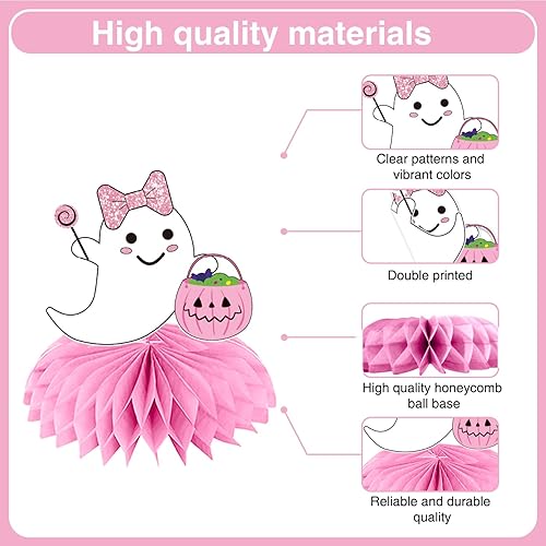 Miniatura 5 de Biswiter 12 piezas A Little Boo is Almost Due - Centros de mesa de baby shower, decoraciones de baby shower, decoración rosa de Halloween a Baby is