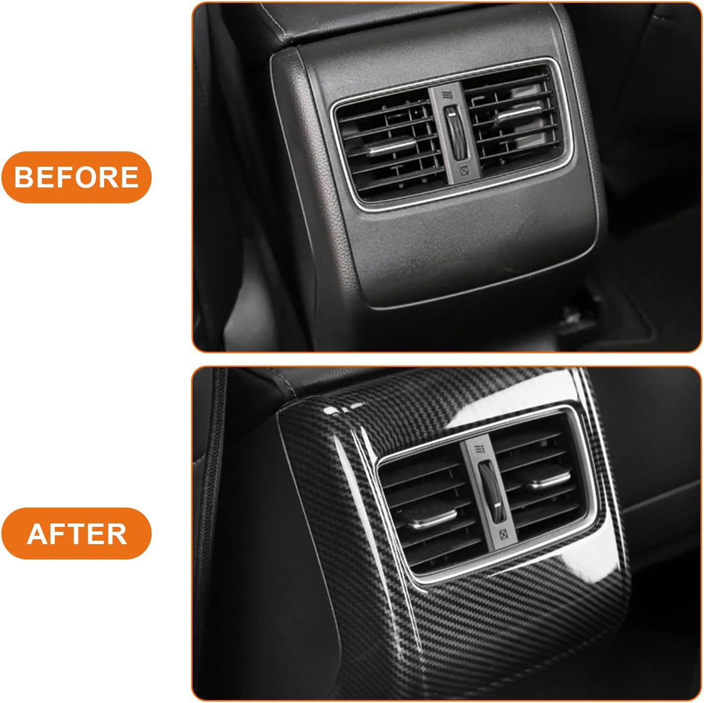 Carbon Fiber Rear AC Vent Trim Cover Compatible with Honda Accord 2018–2022, Interior Dashboard Air Outlet Frame Decal Accessories for 10th Gen Accord