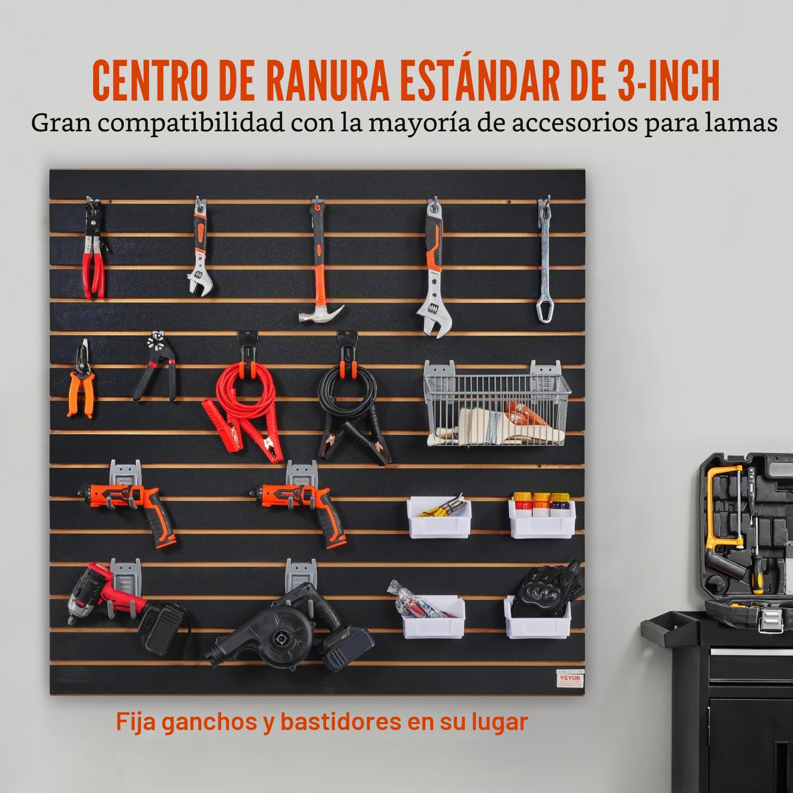 VEVOR Panel de Listones de Pared para Garaje 121,9 x 60,96 cm Panel de Almacenamiento de Herramientas 2 PCS Capacidad de 11,3 kg para Tienda Minorista, Organización de Almacenamiento de Manualidades