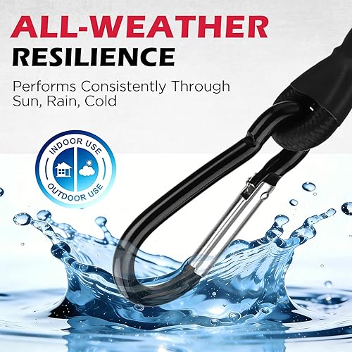 Miniatura 6 de 5 cuerdas elásticas de 24 pulgadas con ganchos de mosquetón, correas elásticas de goma resistentes, cuerda elástica con clips de mosquetón