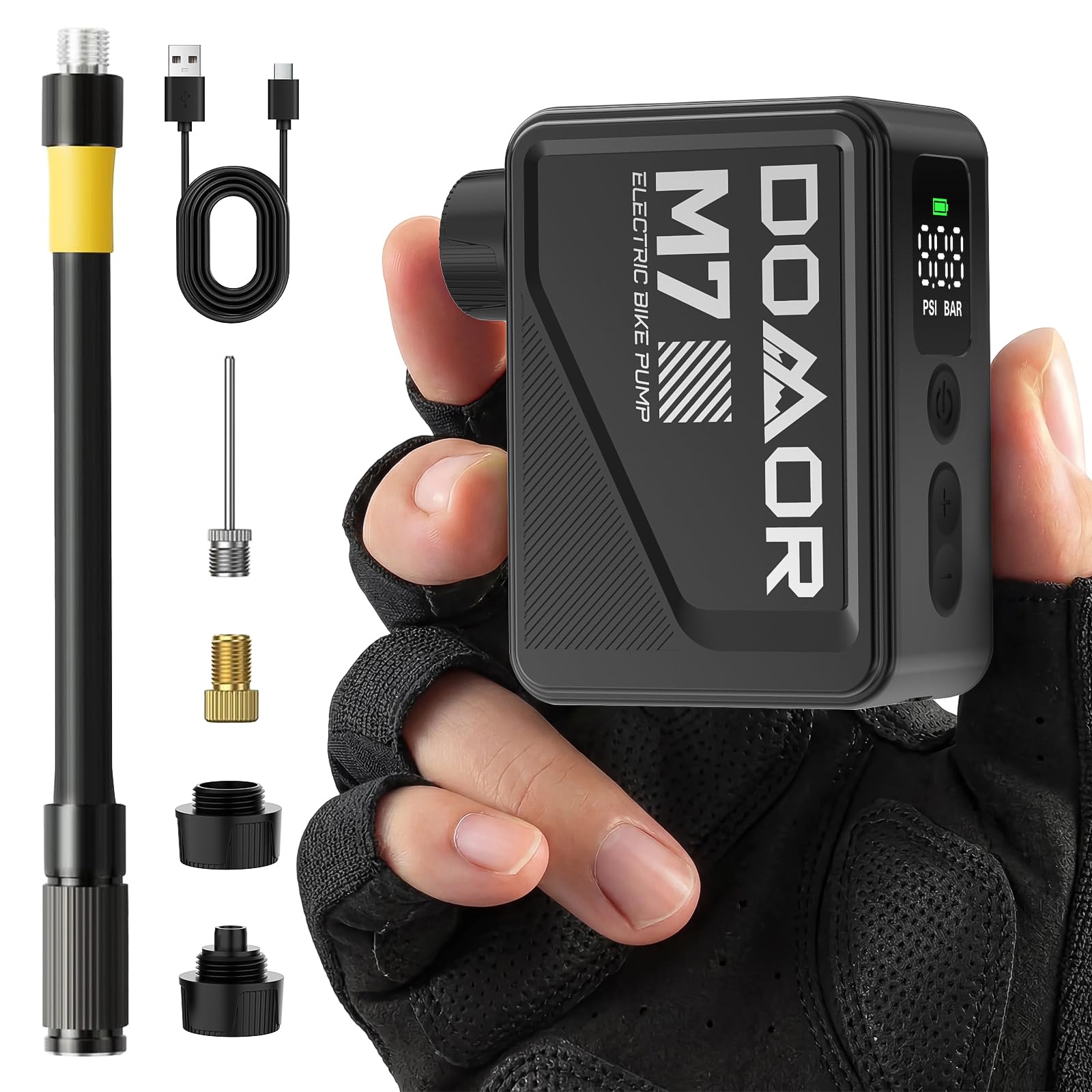 Bomba De Bicicleta Eléctrica, Bomba De Aire Portátil De Alta Presión De 120 PSI para Bicicletas Pequeñas con Medidor Digital para Válvulas Presta Y Schrader De Bicicletas De Carretera
