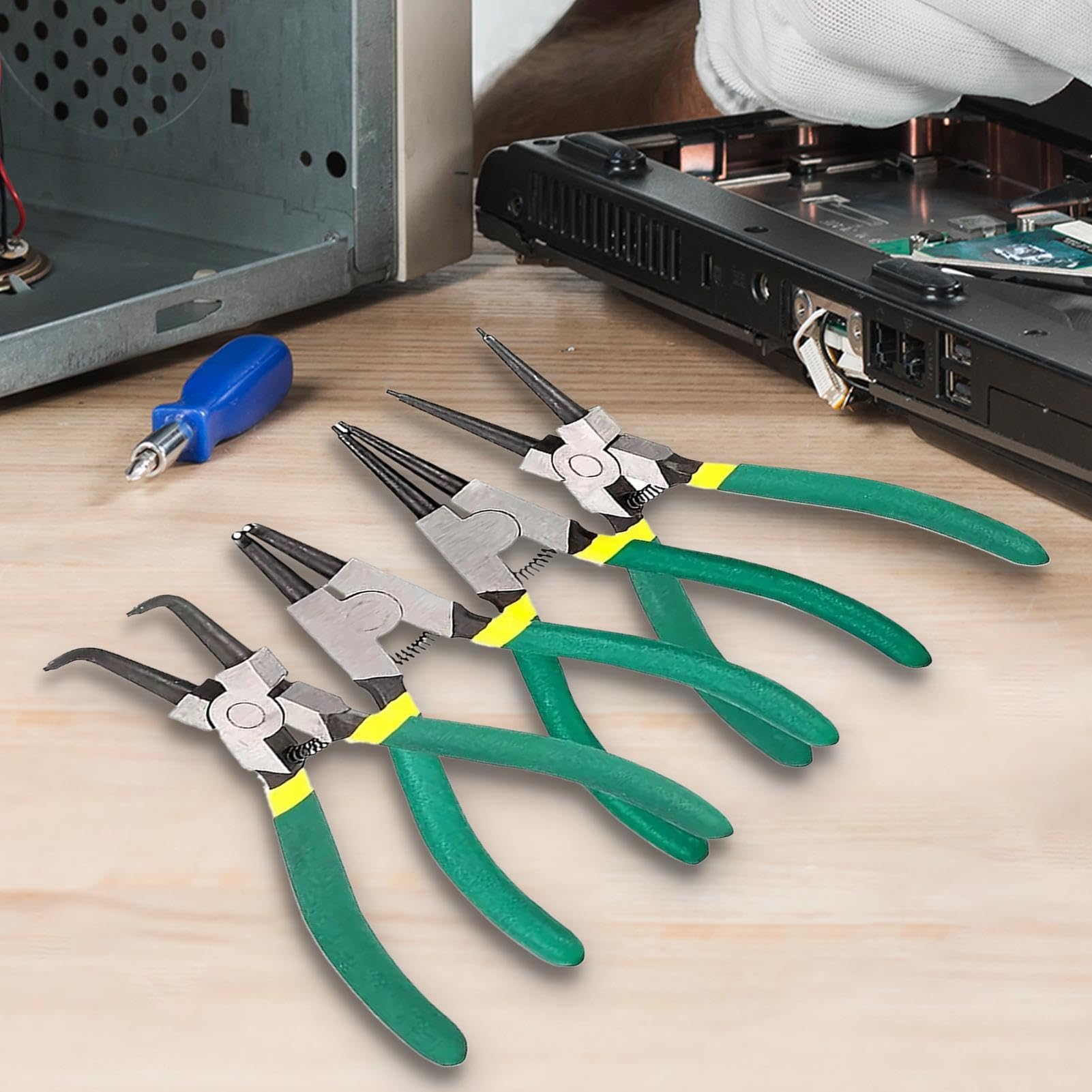 Kit Pinze Per Anelli Elastici Pinze A Molla, Punte A Ganasce Curve, Gancio | Circlip Estrattore Multifunzione Interno Ed Esterno Per Anelli Elastici Riparazioni Auto E Officina Meccanica