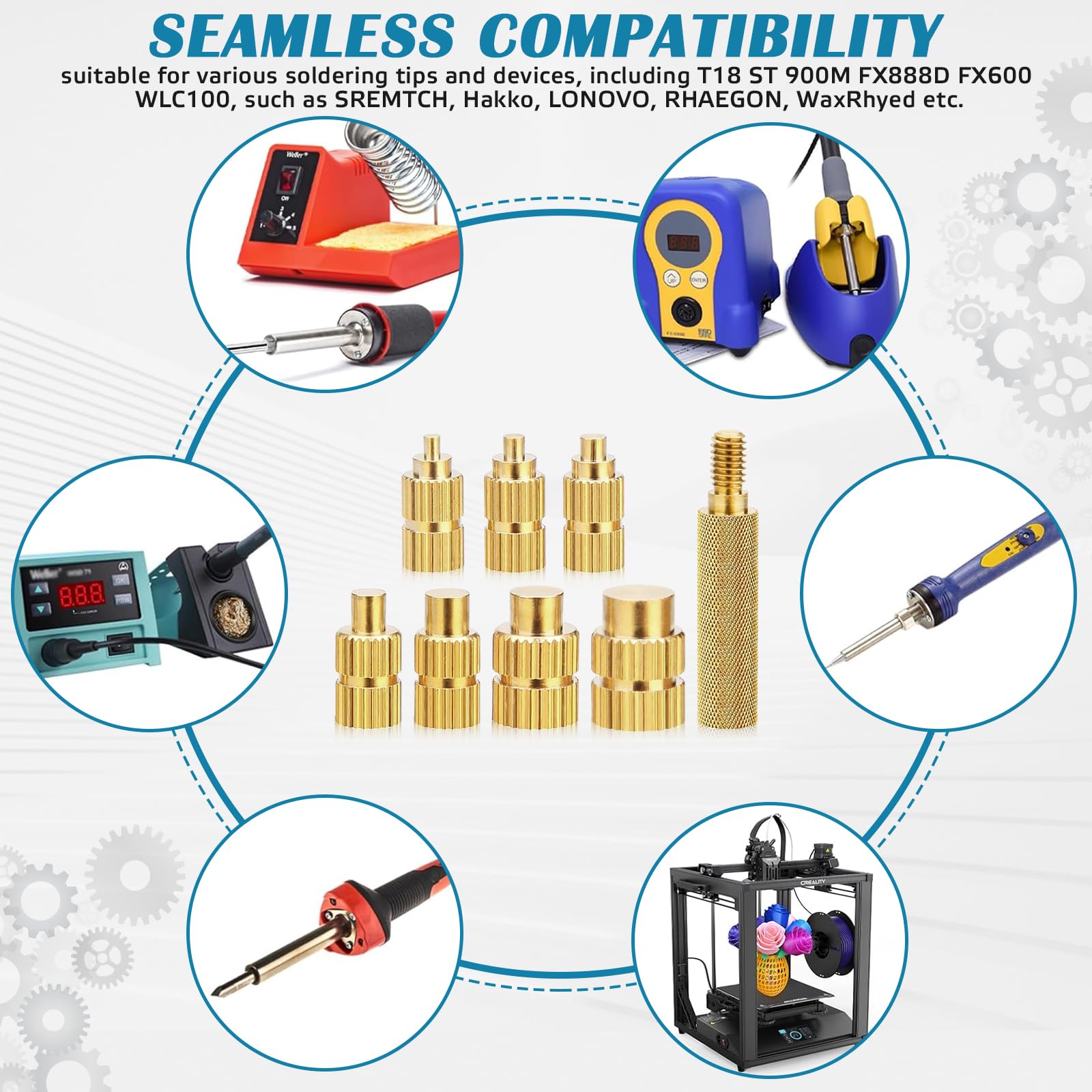 Set Di 10 Punte Per Inserti Filettati In Ottone – M2-M8 Per Saldatore, Compatibili Con FX-888D E SP40NKUS, Accessori Per Stampanti 3D