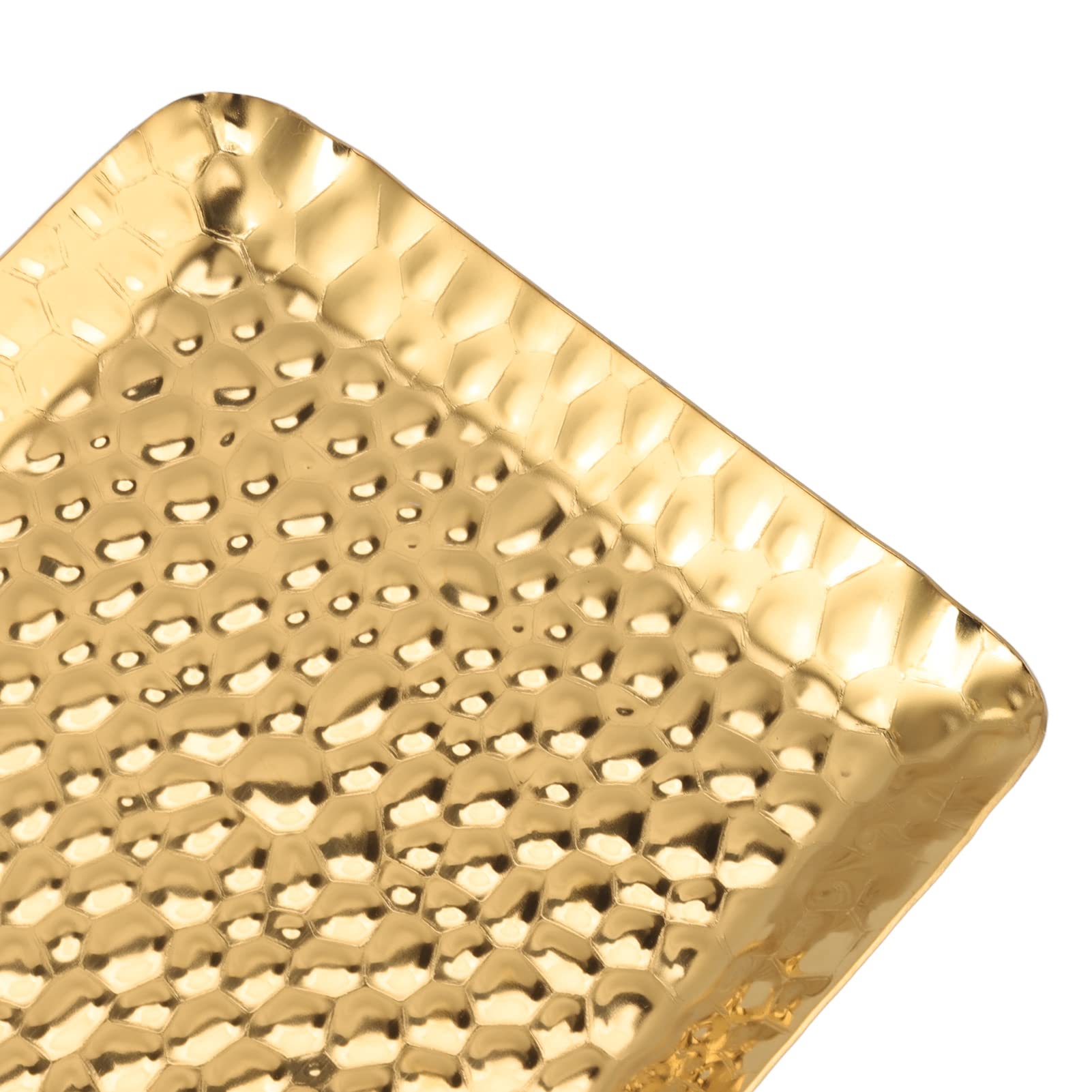 25x11cm Rettangolare in Acciaio Inossidabile Martellato, Vassoio Decorativo, Bancone da Bagno, Vassoio da Toilette, Portaoggetti da, Piatto Martellato a Mano (Oro)