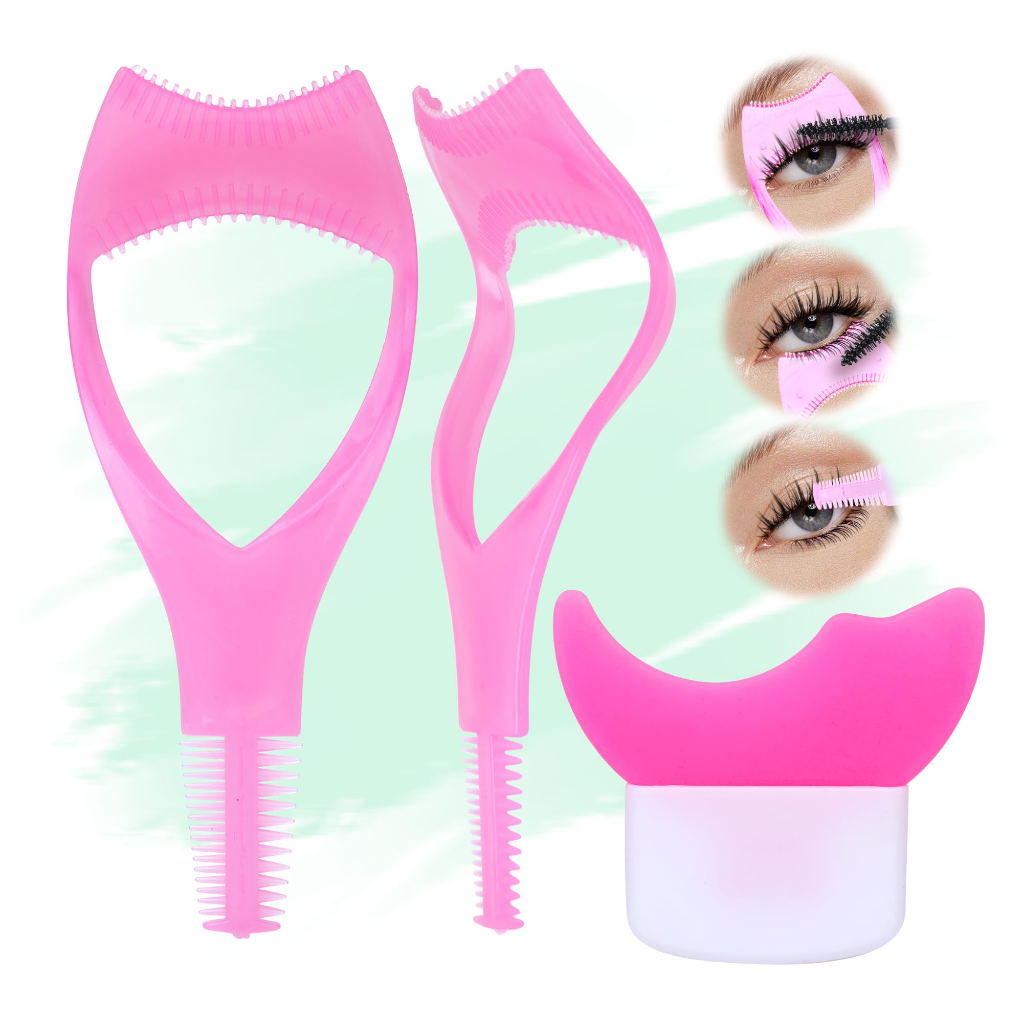 Protector de pestañas 3 en 1, 2 piezas, herramientas de pestañas, aplicador, protector de pestañas, plantillas delineadoras de ojos de silicona, herramienta de maquillaje para principiantes