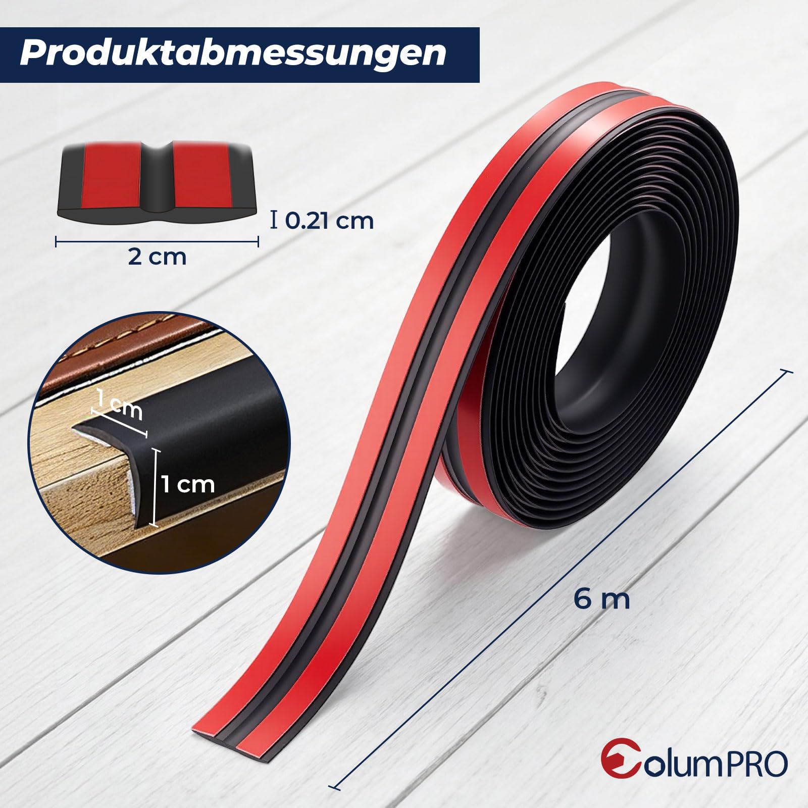 Winkelleiste selbstklebend (2cm x 6m) Schwarz –Extra stark klebender Kantenschutz aus Premium-PVC–Edles Matt-Finish, flexible Zierleiste für Wand & Möbel, Wandabschlussleiste