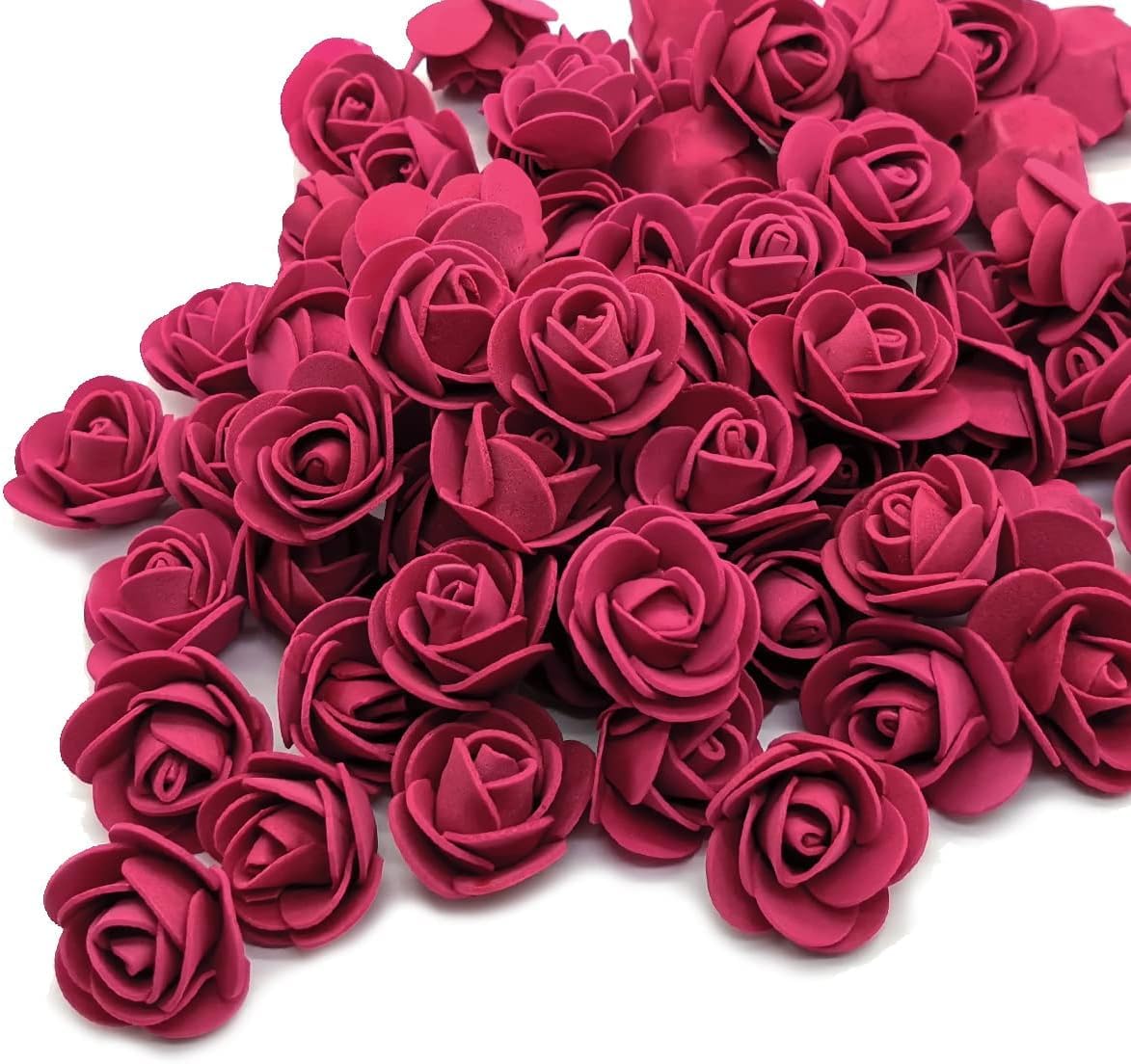 VRCT Artificial Flowers Mini Fake Roses for DIY Wedding, Bouquets Centerpieces, Party, Baby Shower, Scrapbooking & Gift Box DIY Crafts Wreath (100 Pcs) (100, Garnet)