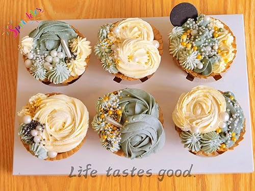 Miniatura 5 de SE Si&Moos Gránulos dorados y blancos de 4.6 onzas, perlas comestibles doradas y blancas, decoración de galletas de Navidad, estrellas pequeñas para