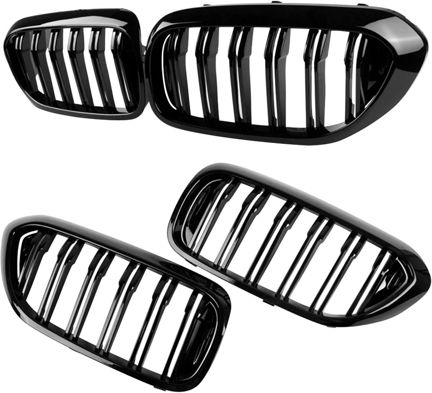 G30 Grille, Black Front Kidney Grille Grill Compatible with BMW 2017-2020 5 Series G30 M5 530e 530i 540i 550i, Gloss Black Double Slats