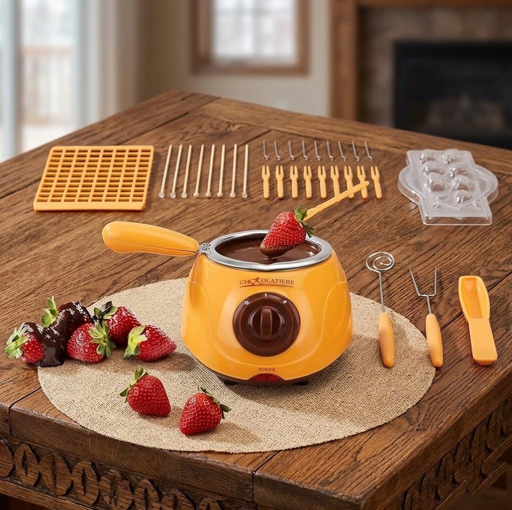 Chocolate Melting Machine Kit with Accessories for Home Cooking | Electric Dessert Maker for Butter, Chocolate & DIY Treats with Molds, Spatula & Tools Set-image-44