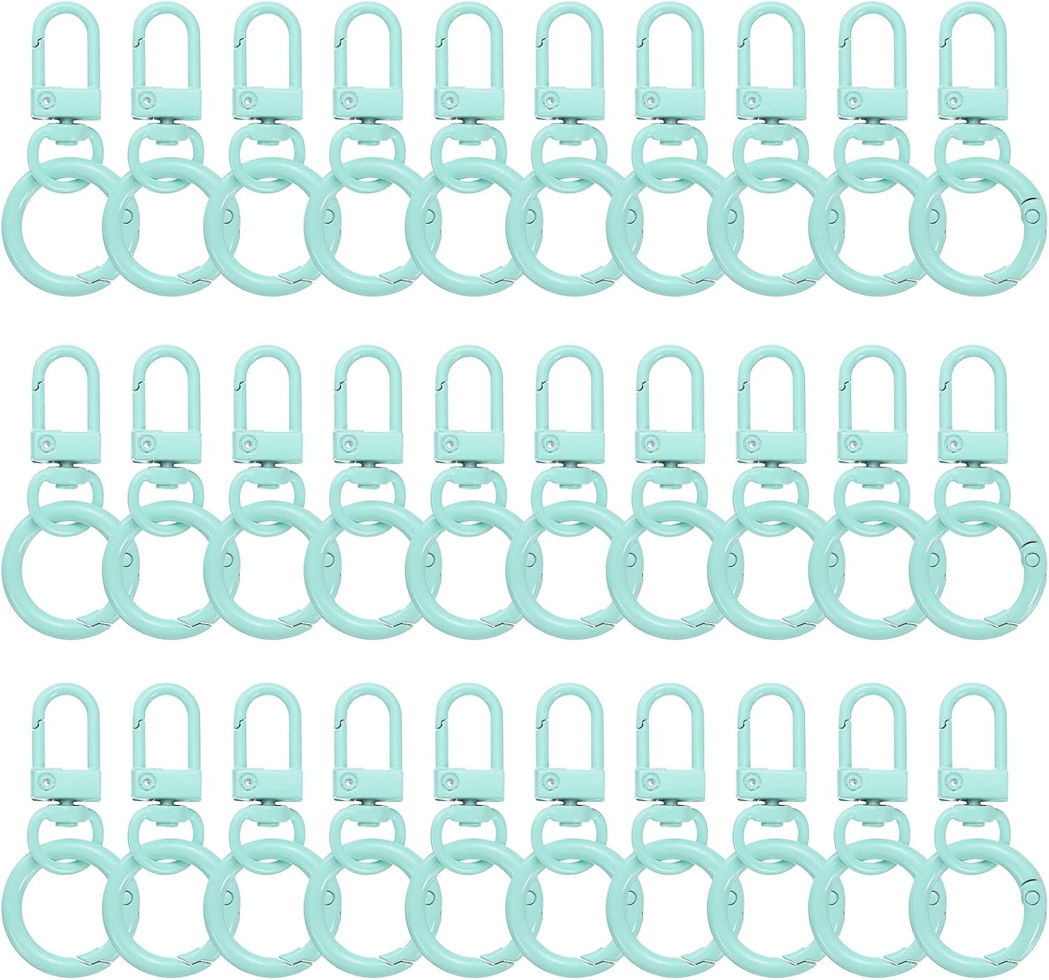 HARFINGTON 30pcs Lobster Claw Clasp Keychains Swivel Trigger Clips Zinc Alloys Colorful Keychain Clip Snap Hook Jump Flat Split Rings for DIY Craft Jewelry Making Car Keys, White