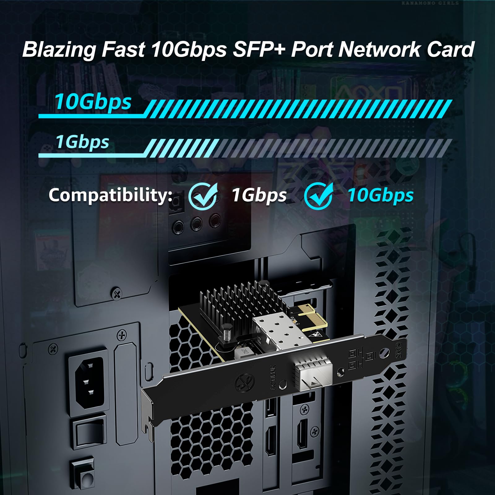 Scheda Di Rete SFP PCIe 10G, Scheda Ethernet YuanLey 10G Base-T Con Controller Realtek RTL8127AT, Adattatore Ethernet PCIe A SFP 10Gb NIC Compatibile Con PCI Express X1, X4, X8, X16, Supporta WOL