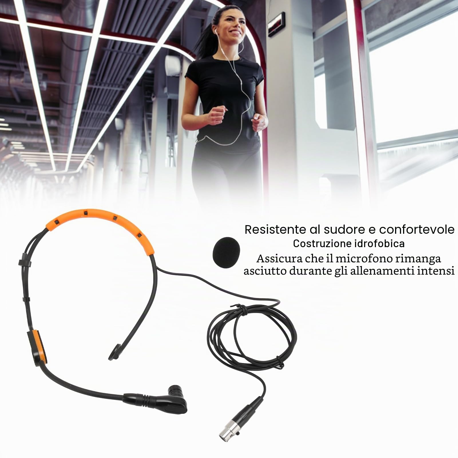 Microfono Ad Archetto per Wireless Shure PGA31 SM31 SM35, Microfono a Condensatore con Cuffia, con Connettore TQG, Resistente Alle Intemperie (YELLOW)