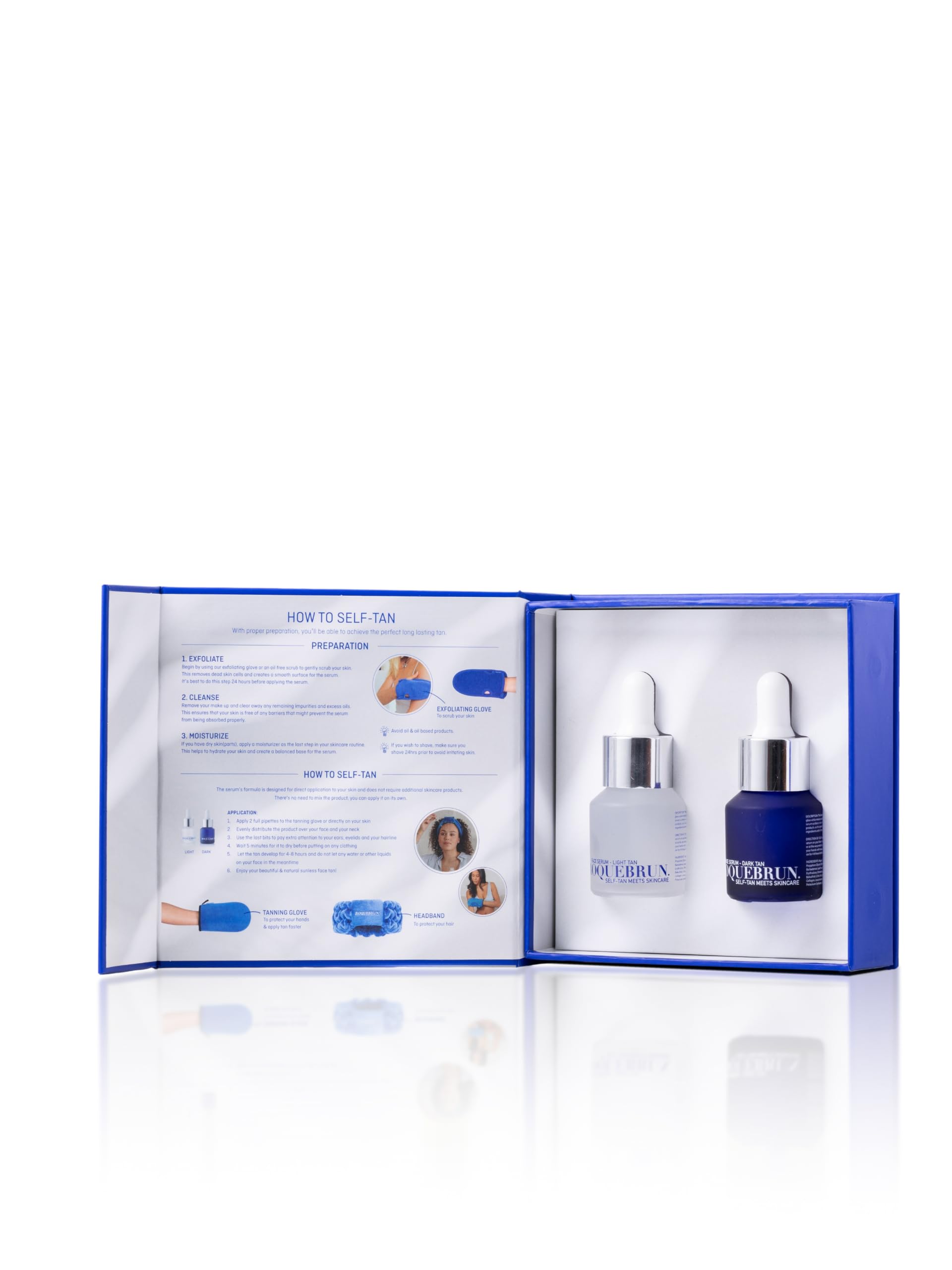 ROQUEBRUN - Selbstbräuner Gesicht Serum Set - Light und Dark - Gesichtsbräuner - Bräunungstropfen - Self Tanning Drops - 2x15ml