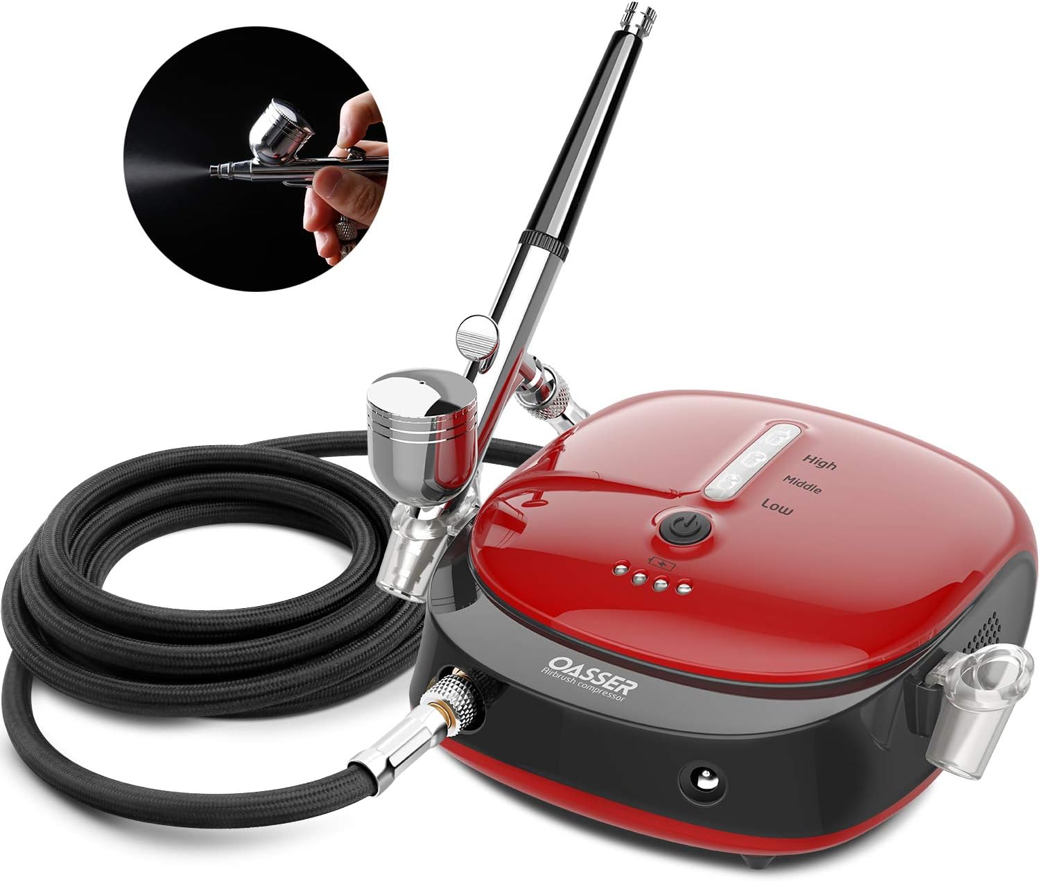 Airbrush Compressor Kit, Dual Action Airbrush Suit with Rechargeable 1000mAh Lithium Battery, 0.3mm Nozzle and 7CC Cup, Spray Airbrush Gun for Model, Tattoo, Manicure, Cake, Painting