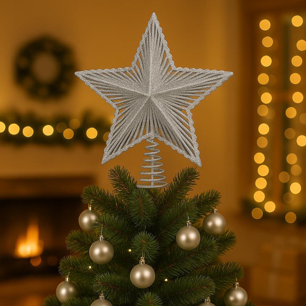 Ponteira Estrela Brilhante Glitter Dourada Prata Vermelha Ponteira Grande 20cm Para Árvore de Natal Decoração Natalina (DOURADA) Ponteira Estrela Brilhante Glitter Dourada Prata Vermelha Ponteira Grande 20cm Para Árvore de Natal Decoração Natalina (DOURADA)