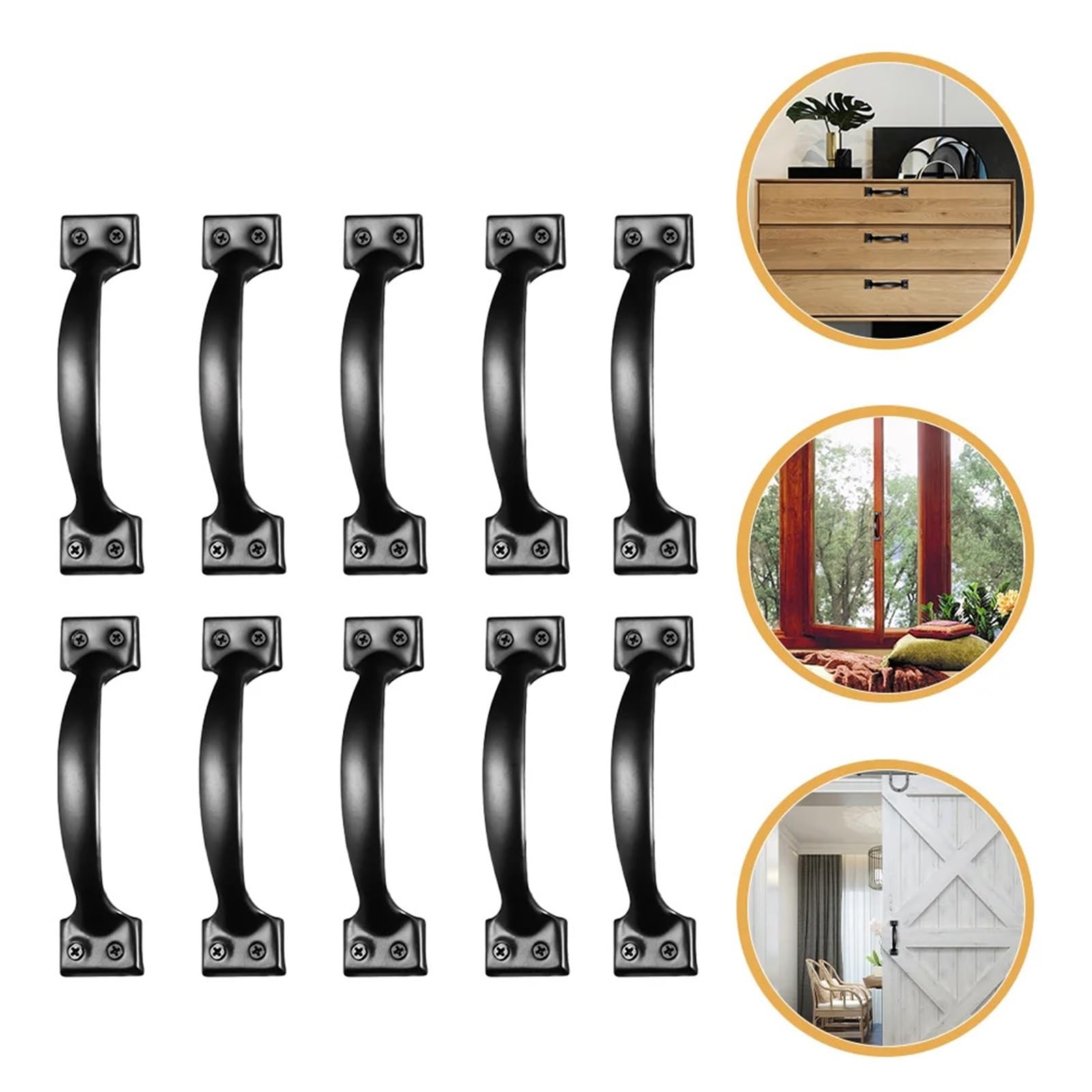 Door Handle Pull Cabinet Drawer Cupboard Knob Dresser Metal Iron Furniture Knobs(Black 12pcs)
