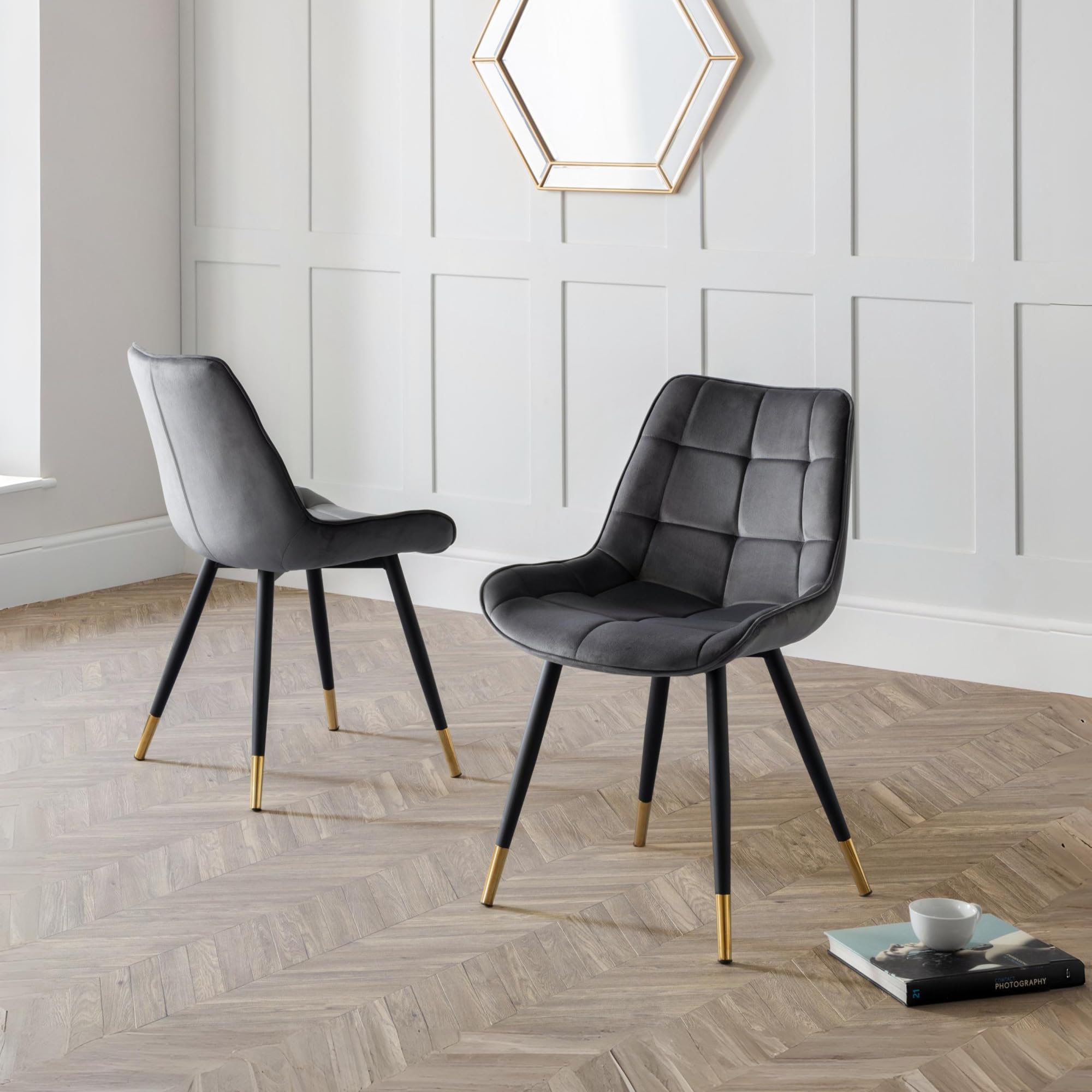 Julian Bowen - Dining Chair - Velvet - Grey - Set of 2