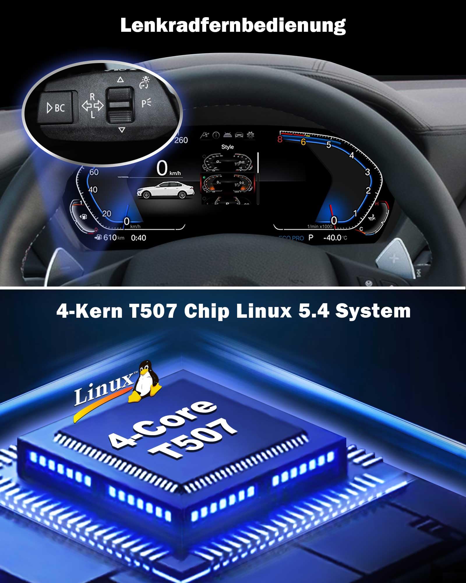 Tachimetro Digitale LCD 12,3" per BMW 5 Serie E60 E61 X5 E70 X6 E71 CiC CCC Plug & Play HD Display