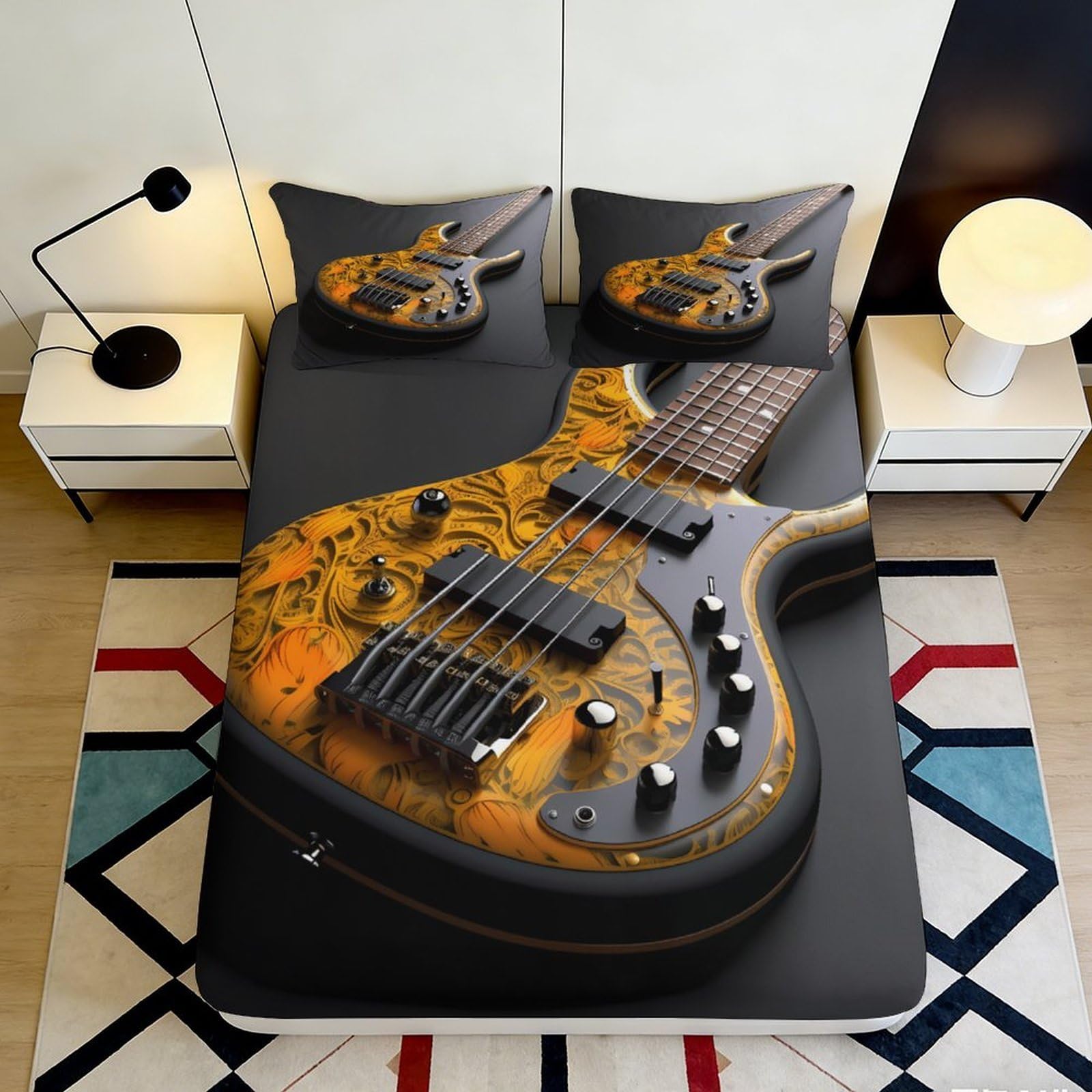 3D Printed Giraffe Fitted Sheet Microfiber Deep Pocket Non-Slip Bedroom Bedding Giraffe Mattress Fitted Cover 180x200x25cm