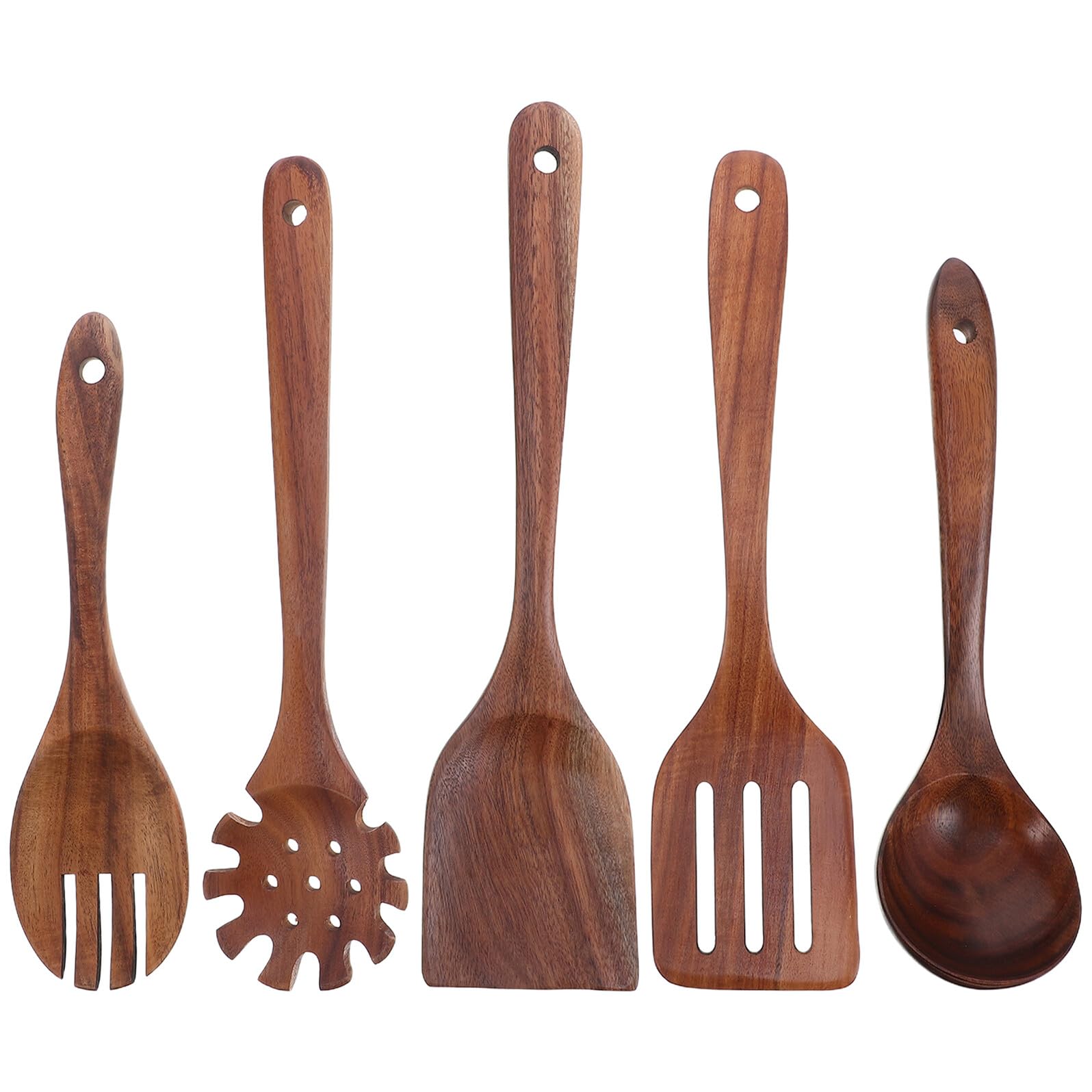Toyvian Küchenutensilien Holz Stilvolles Kochwerkzeug 5 Stück und Pfannenwender mit Hitzebeständigen Kochlöffeln Einfache Reinigung für Küche