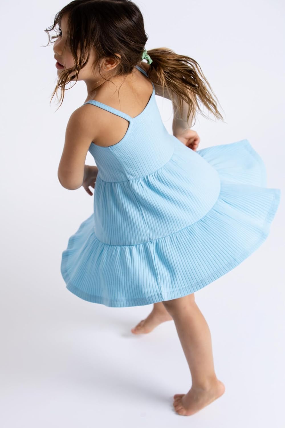 Monica + Andy Girls' Organic Ribbed Spaghetti Strap Dress