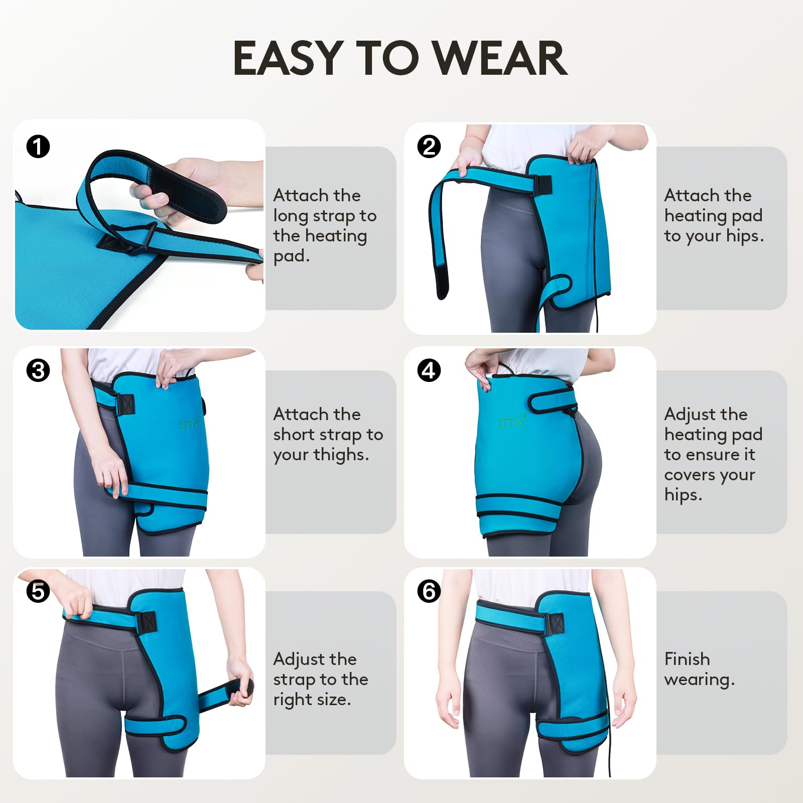 UTK Hip Heating Pad for Sciatica, 5X Far Infrared Heating Pads with 16 Natural Jades & Smart Controller, Lower Back/Thigh/Buttock/Abdomen Electric Heat Pad for Women (16.9 Inch)