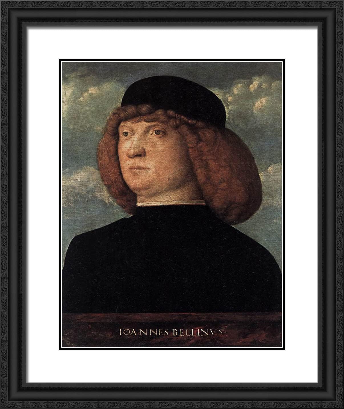 ArtDirect Bellini, Giovanni 20x24 Gold Ornate Framed Art Print with Double Matting Titled: Portrait of a Young Man